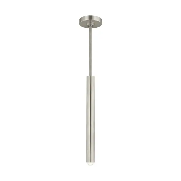 Kelly Wearstler's Ebell reimagines the monopoint pendant with architectural precision. The multi-dimensional crystal prism set into a cylindrical metal body creates visual intrigue at a compact scale, while integrated warm LED delivers museum-quality light.