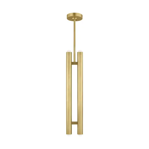 Kelly Wearstler's Ebell pendant reimagines the classic monopoint with dimensional domed crystal prisms set in cylindrical brass bodies. The integrated warm LED creates an intimate glow perfect for task lighting or accent illumination.