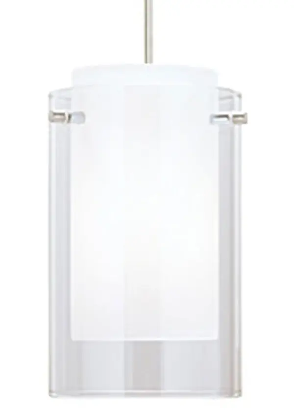 The Echo pendant delivers sophisticated modern style in a compact 5-inch profile. Its distinctive dual-cylinder glass design creates visual depth while the white inner glass softly diffuses light. Perfect for task lighting or flanking applications.