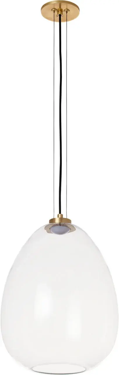 Kapoor Medium LED Pendant in Clear Glass with Natural Brass - Image 2