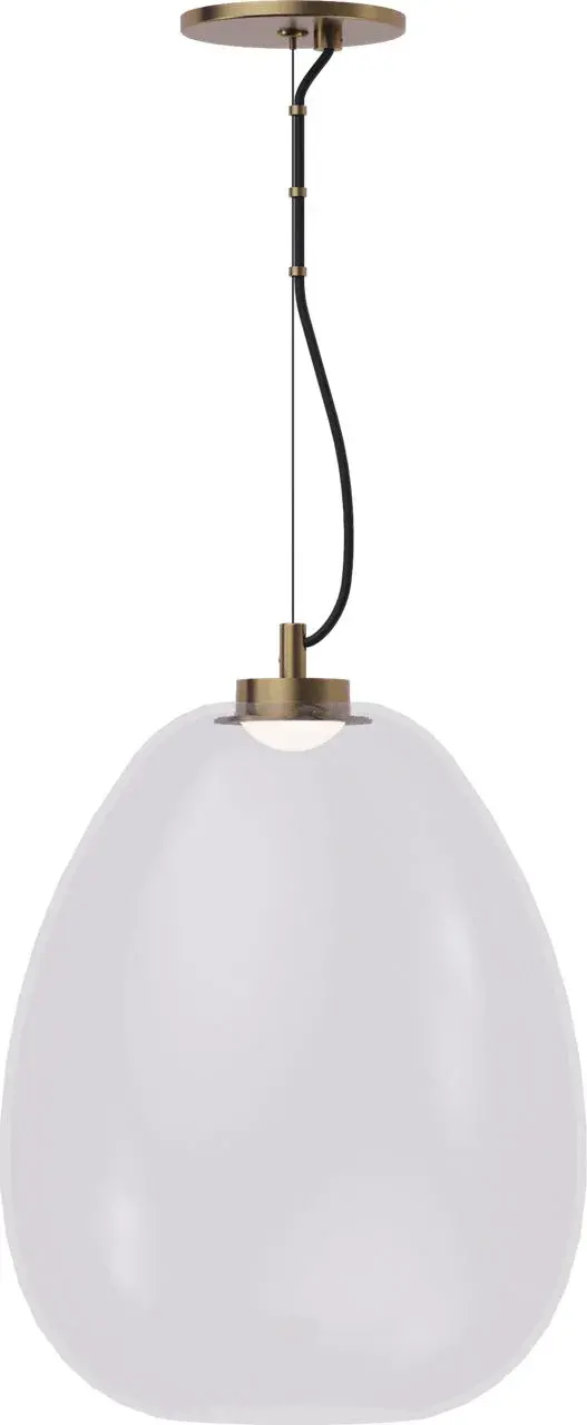 Kapoor Medium LED Pendant in Clear Glass with Natural Brass - Image 3
