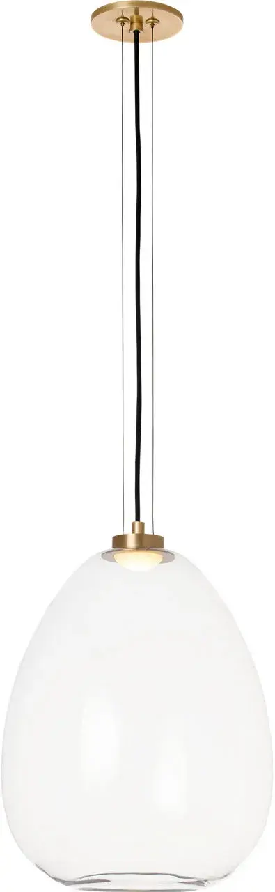 Kapoor Medium LED Pendant in Clear Glass with Natural Brass - Image 4