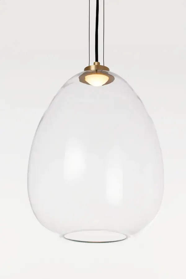 Kapoor Medium LED Pendant in Clear Glass with Natural Brass - Image 5