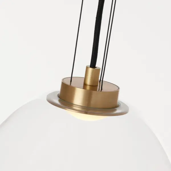 Kapoor Medium LED Pendant in Clear Glass with Natural Brass - Image 7
