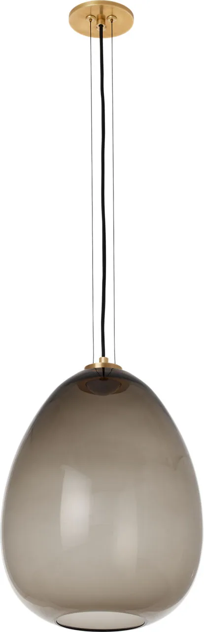 Kapoor Medium LED Pendant in Transparent Smoke with Natural Brass