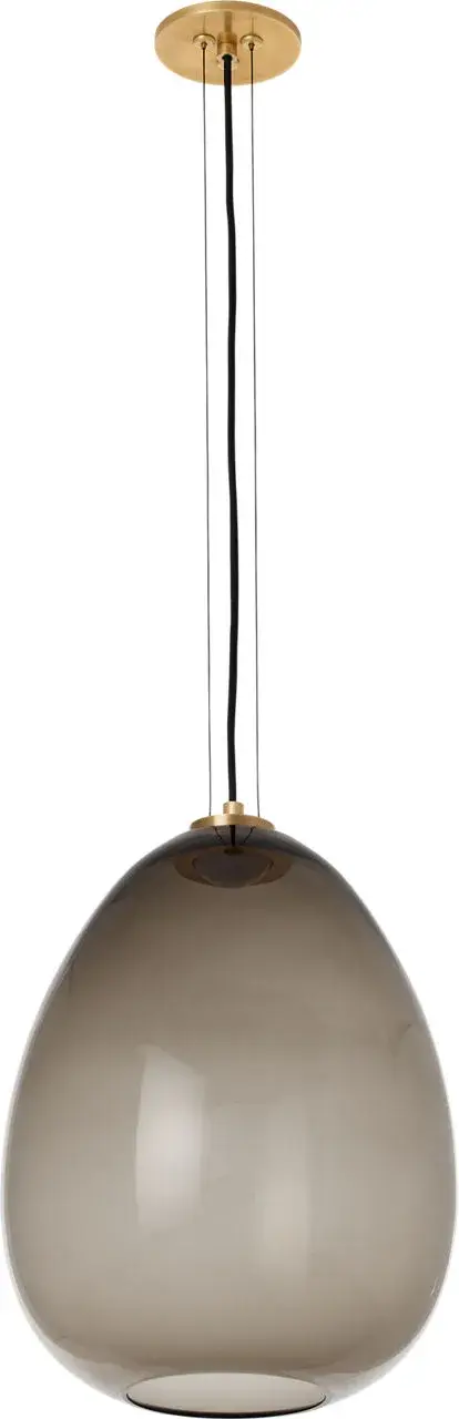 The Kapoor Medium Pendant by Sean Lavin masterfully combines hand-blown Italian glass artistry with modern LED efficiency. Its organic form and transparent smoke finish create visual drama while brass accents add warmth and sophistication.
