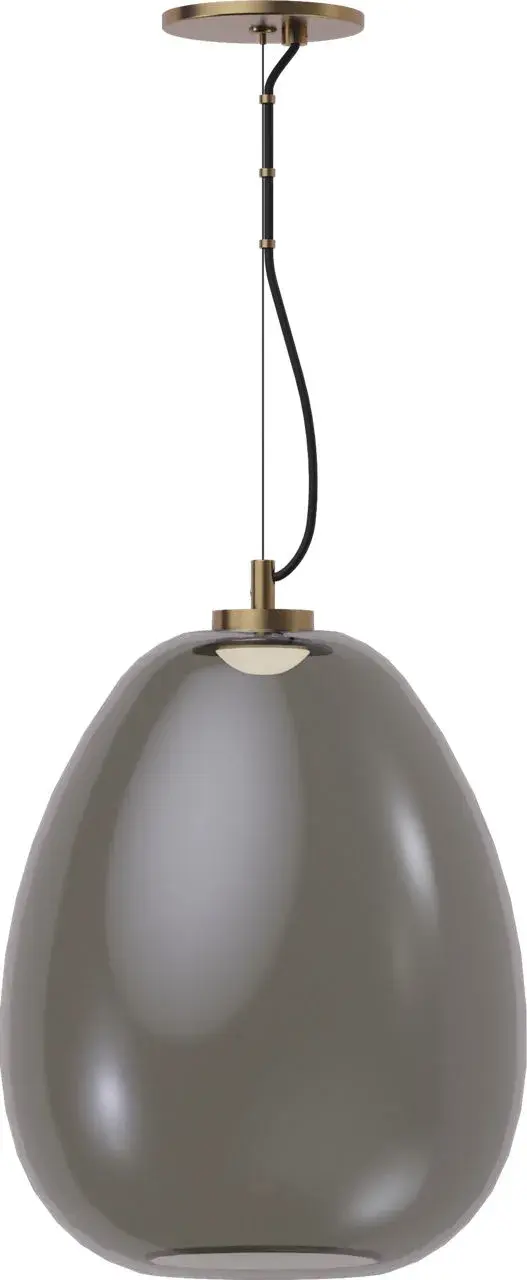 Kapoor Medium LED Pendant in Transparent Smoke with Natural Brass - Image 2