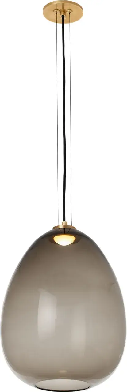 Kapoor Medium LED Pendant in Transparent Smoke with Natural Brass - Image 3