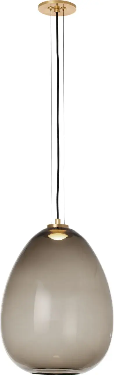 Kapoor Medium LED Pendant in Transparent Smoke with Natural Brass - Image 4