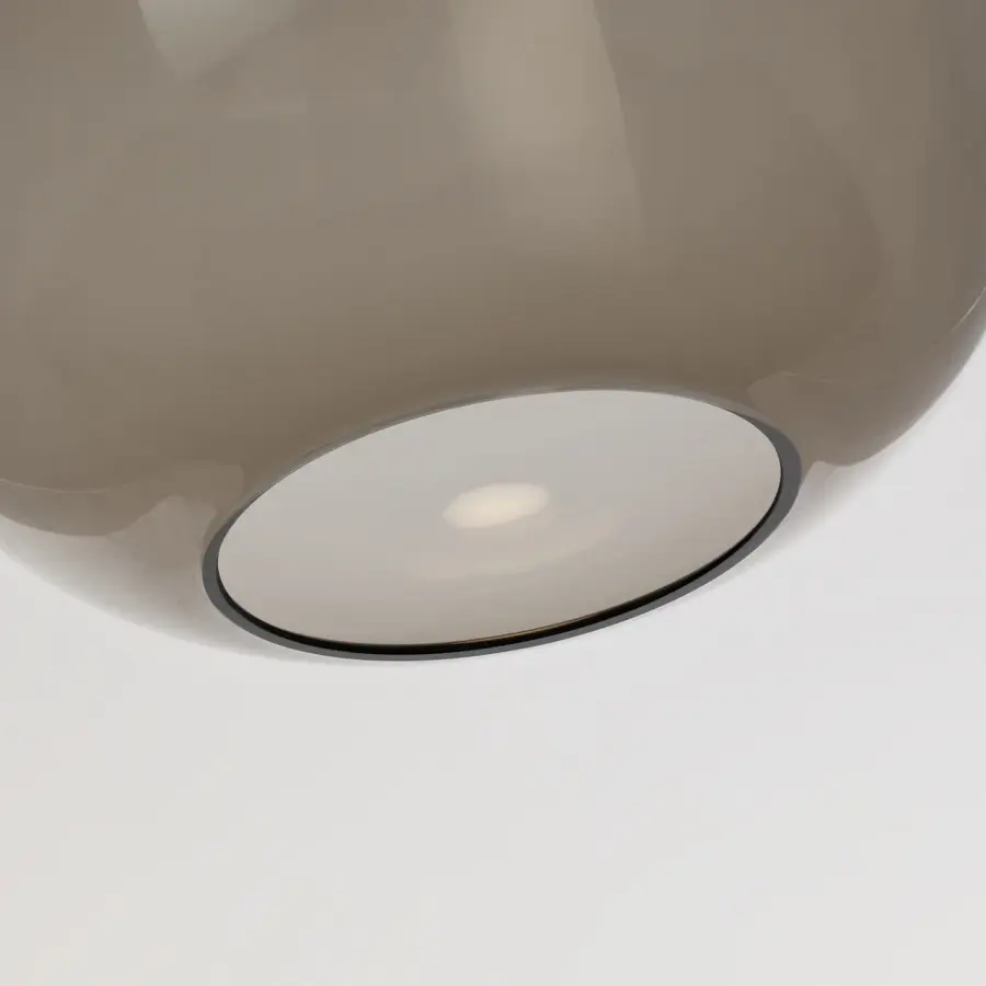 Kapoor Medium LED Pendant in Transparent Smoke with Natural Brass - Image 5
