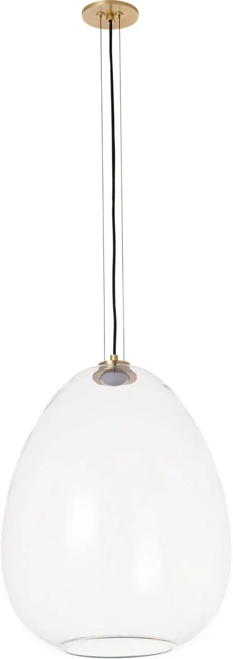Kapoor Large LED Pendant in Clear Glass with Natural Brass - Image 1