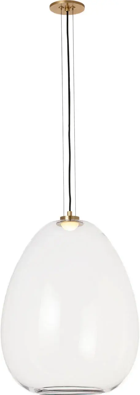 Kapoor Large LED Pendant in Clear Glass with Natural Brass - Image 2