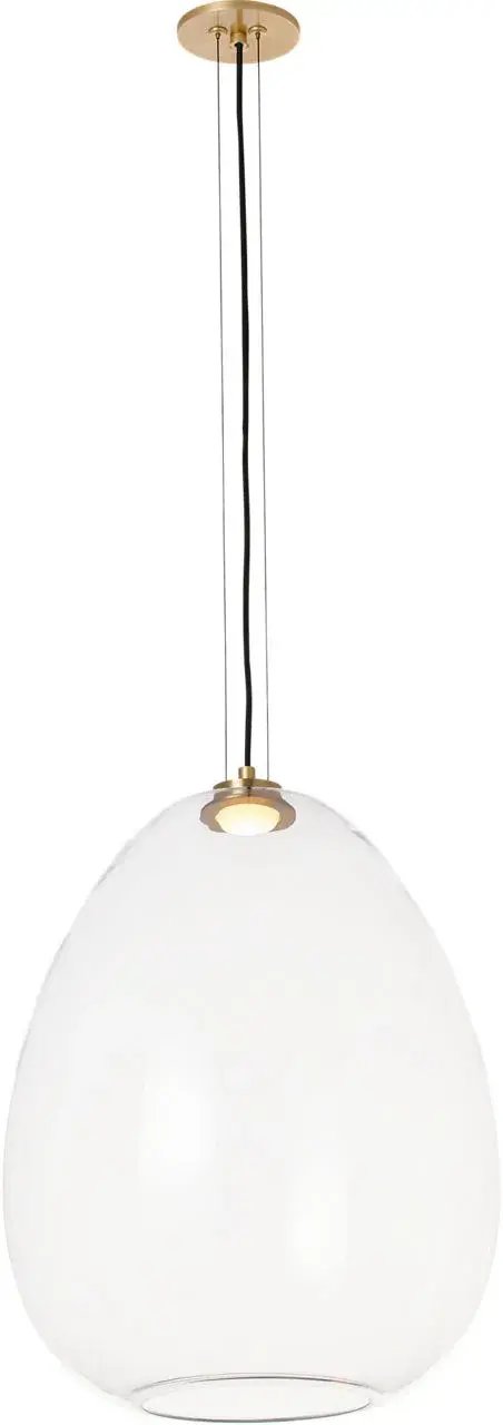 Kapoor Large LED Pendant in Clear Glass with Natural Brass - Image 3