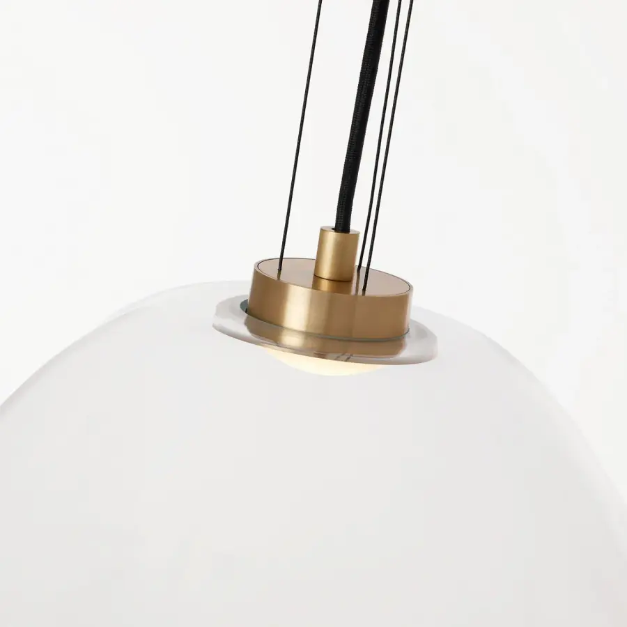 Kapoor Large LED Pendant in Clear Glass with Natural Brass - Image 4