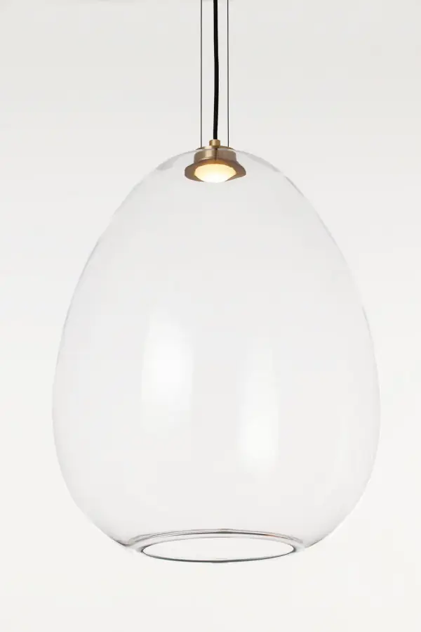 Kapoor Large LED Pendant in Clear Glass with Natural Brass - Image 5