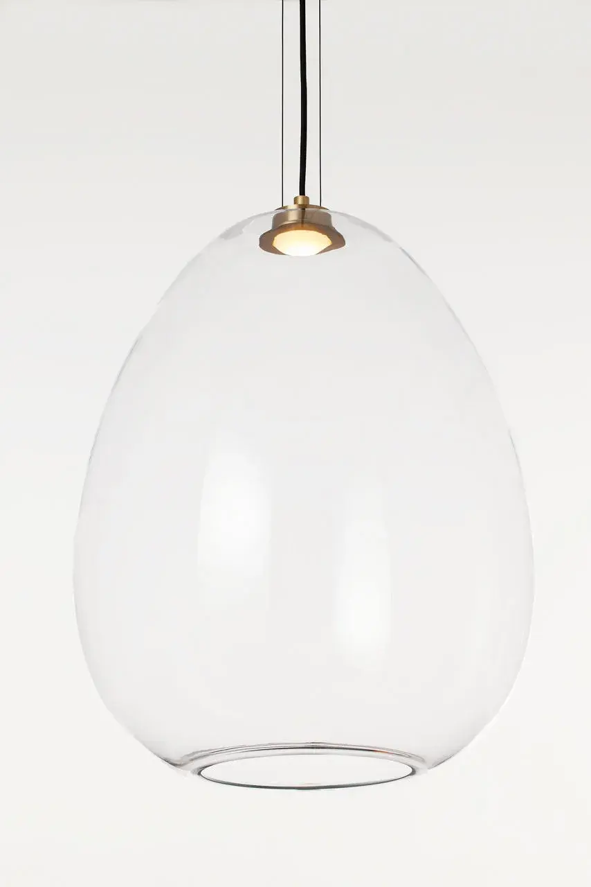 Kapoor Large LED Pendant in Clear Glass with Natural Brass - Image 5