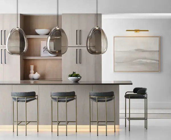 Kapoor Large LED Pendant in Clear Glass with Natural Brass - Image 9