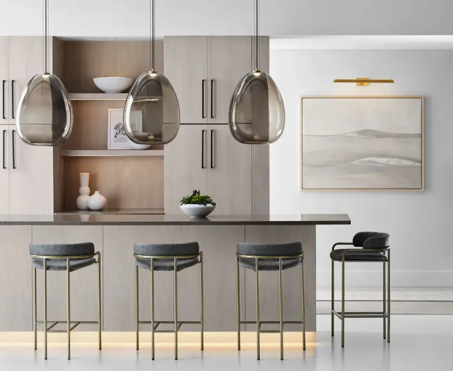 Kapoor Large LED Pendant in Clear Glass with Natural Brass - Image 9