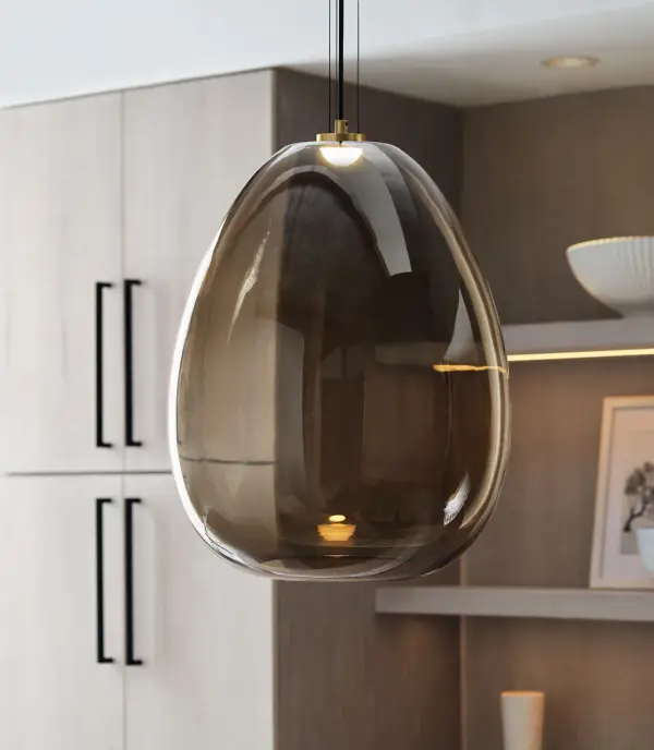 Kapoor Large LED Pendant in Clear Glass with Natural Brass - Image 10