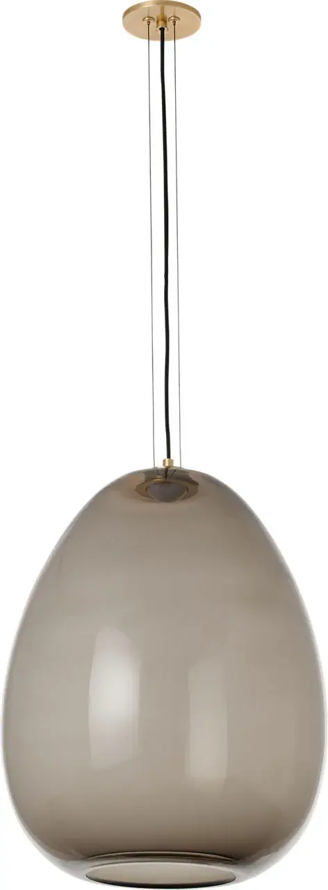 Kapoor Large LED Pendant in Transparent Smoke with Natural Brass - Image 1