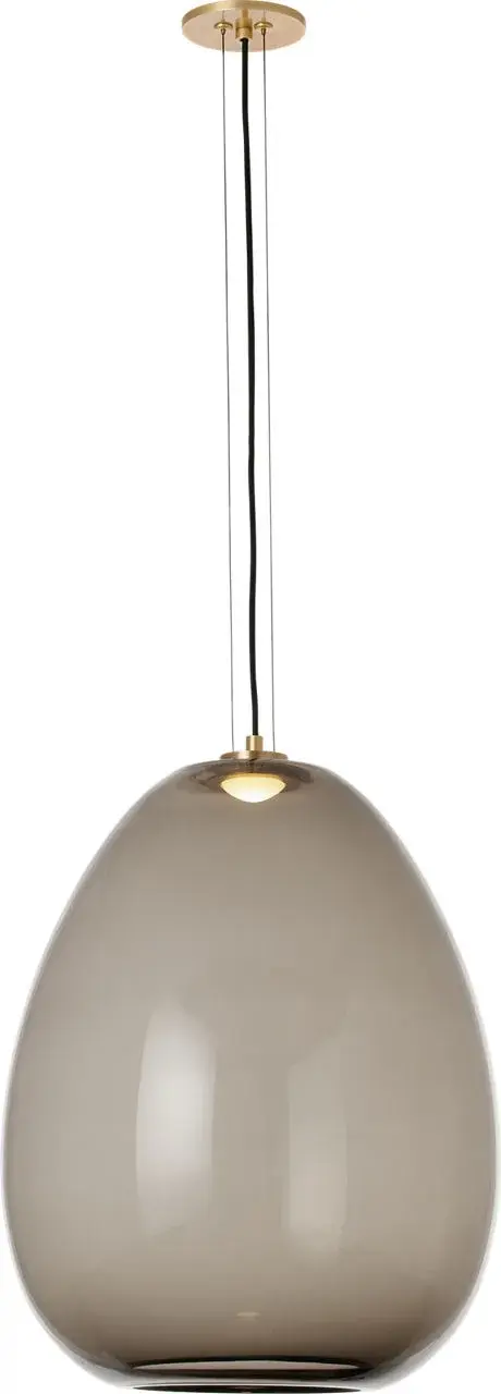 Kapoor Large LED Pendant in Transparent Smoke with Natural Brass - Image 2