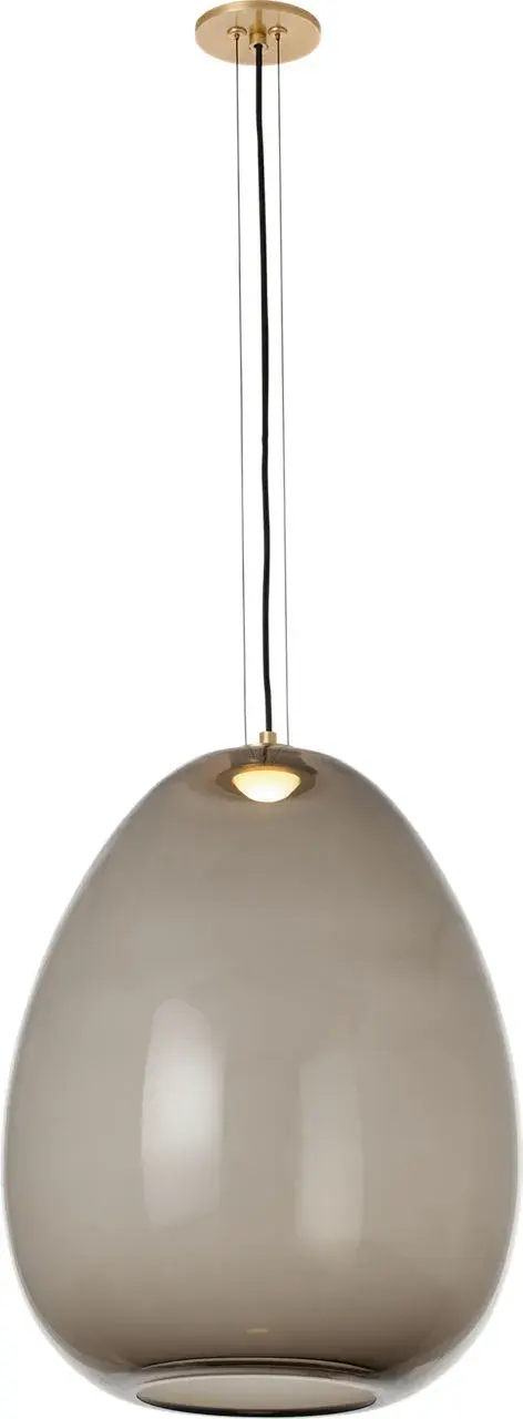 Kapoor Large LED Pendant in Transparent Smoke with Natural Brass - Image 3