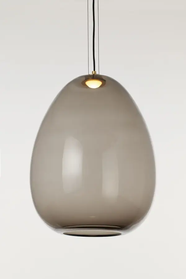 Kapoor Large LED Pendant in Transparent Smoke with Natural Brass - Image 4