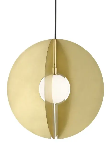 Orbel Round Pendant in Aged Brass
