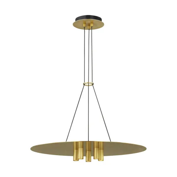 The Ponte pendant brings architectural sophistication to modern spaces with its distinctive ring design and integrated LED modules. Inspired by Johannesburg's iconic Ponte Tower, this fixture delivers focused downlight through five precision-mounted LED modules.