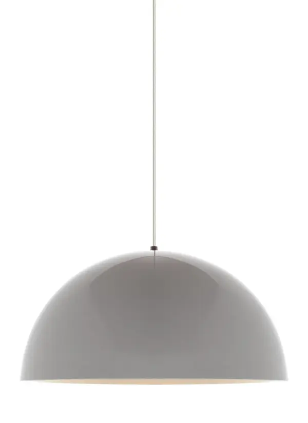 The Powell Street Pendant delivers modern sophistication with its glossy black exterior and matte interior finish. At 24 inches wide, it's perfectly sized for kitchen islands and dining areas, offering both style and function with dimmable LED compatibility.