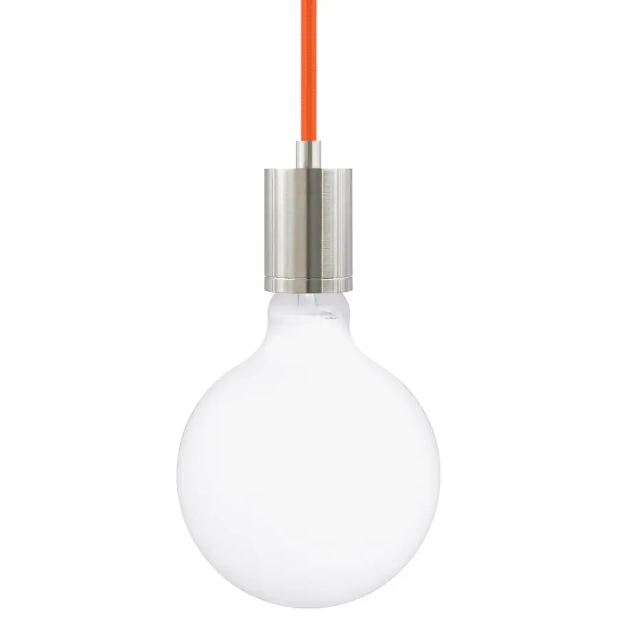 SoCo One Light Mini Pendant in Satin Nickel with Orange Cord