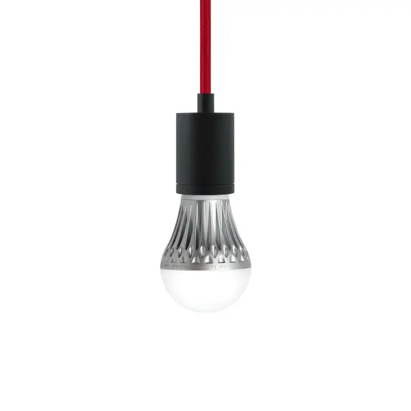 SoCo One Light Mini Pendant in Black with Red Cord