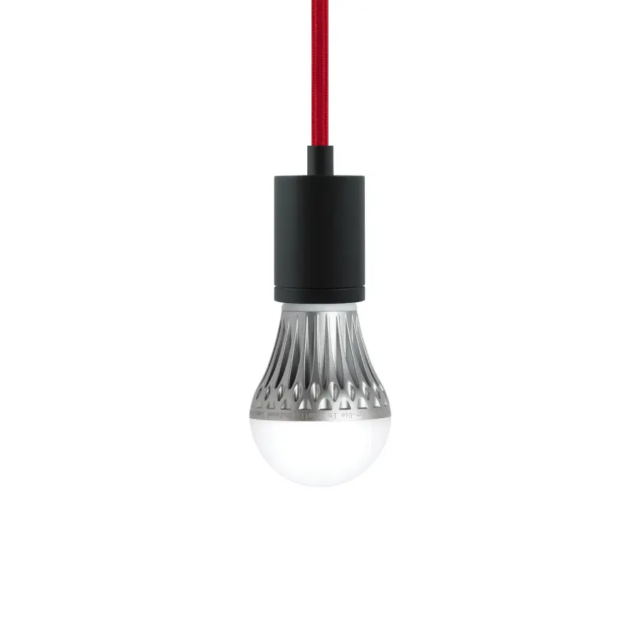 SoCo One Light Mini Pendant in Black with Red Cord