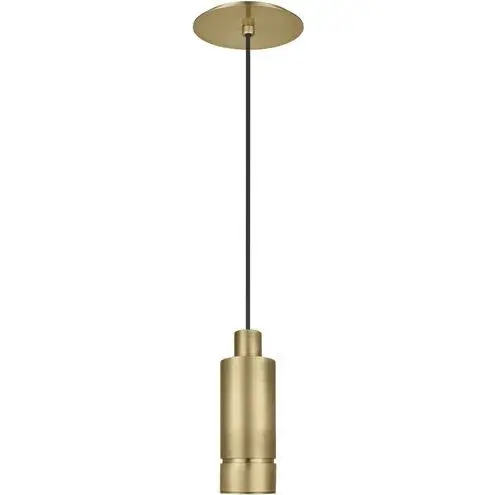 The Sottile LED Pendant by Mick De Giulio offers a refined take on the classic cylinder pendant with its interchangeable recessed ring detail. Ships with three finish options for the accent ring, allowing customization to match or contrast with the Natural Brass body.