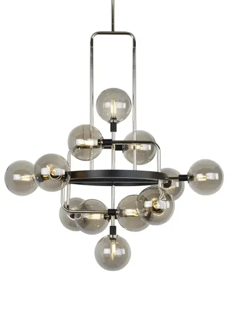 The Viaggio brings sculptural sophistication with 12 glass orbs arranged in an artistic cluster. Designer Sean Lavin's vision creates glare-free ambient lighting while serving as a stunning focal point. Versatile finish options suit various aesthetics.