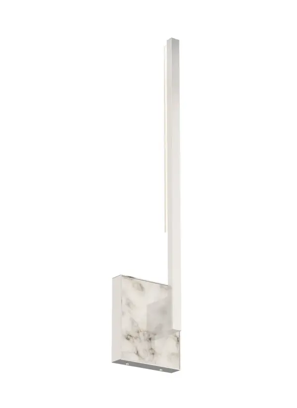 Klee LED Wall Sconce in Polished Nickel with White Marble