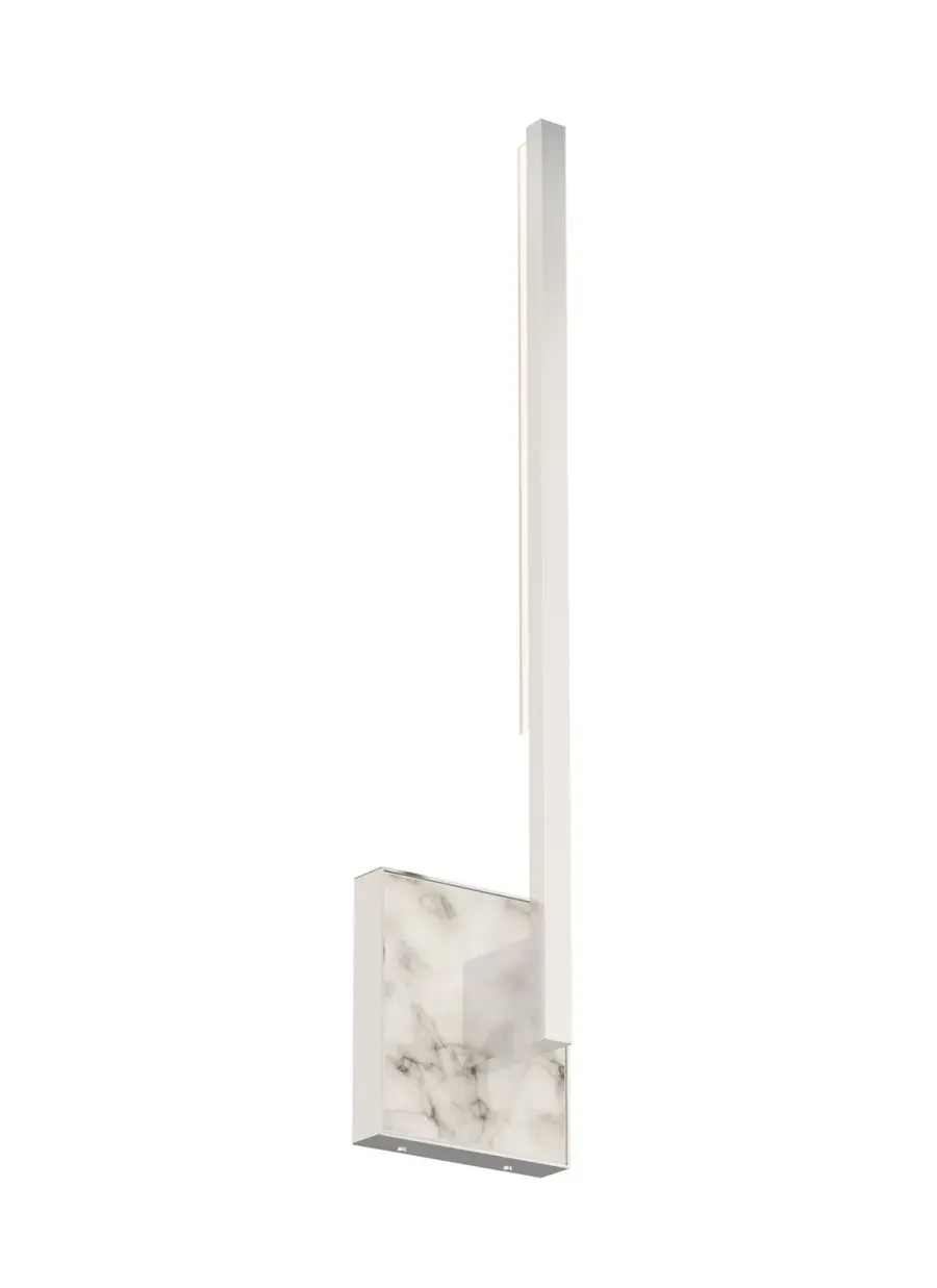 Klee LED Wall Sconce in Polished Nickel with White Marble