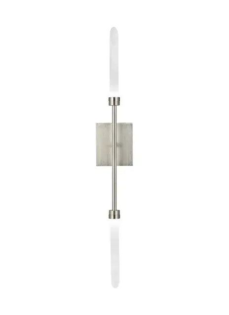 The Spur LED Wall Sconce by Sean Lavin delivers modern sophistication with its distinctive dual glass spurs extending in opposite directions. Integrated LED technology provides efficient, dimmable illumination ideal for bathroom vanities and hallways.