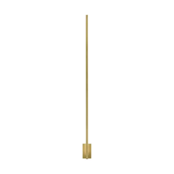 The Stagger LED Wall Sconce by Mick De Giulio delivers architectural sophistication with its nearly 4-foot vertical presence. The slender natural brass body conceals integrated LEDs that cast gentle indirect light, creating dramatic wall-washing effects. Ideal for spaces seeking bold vertical emphasis with minimalist detailing.