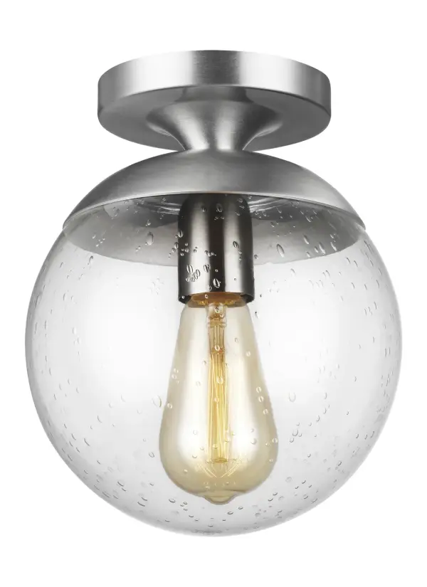 Leo Hanging Globe Semi-Flush Mount in Satin Aluminum