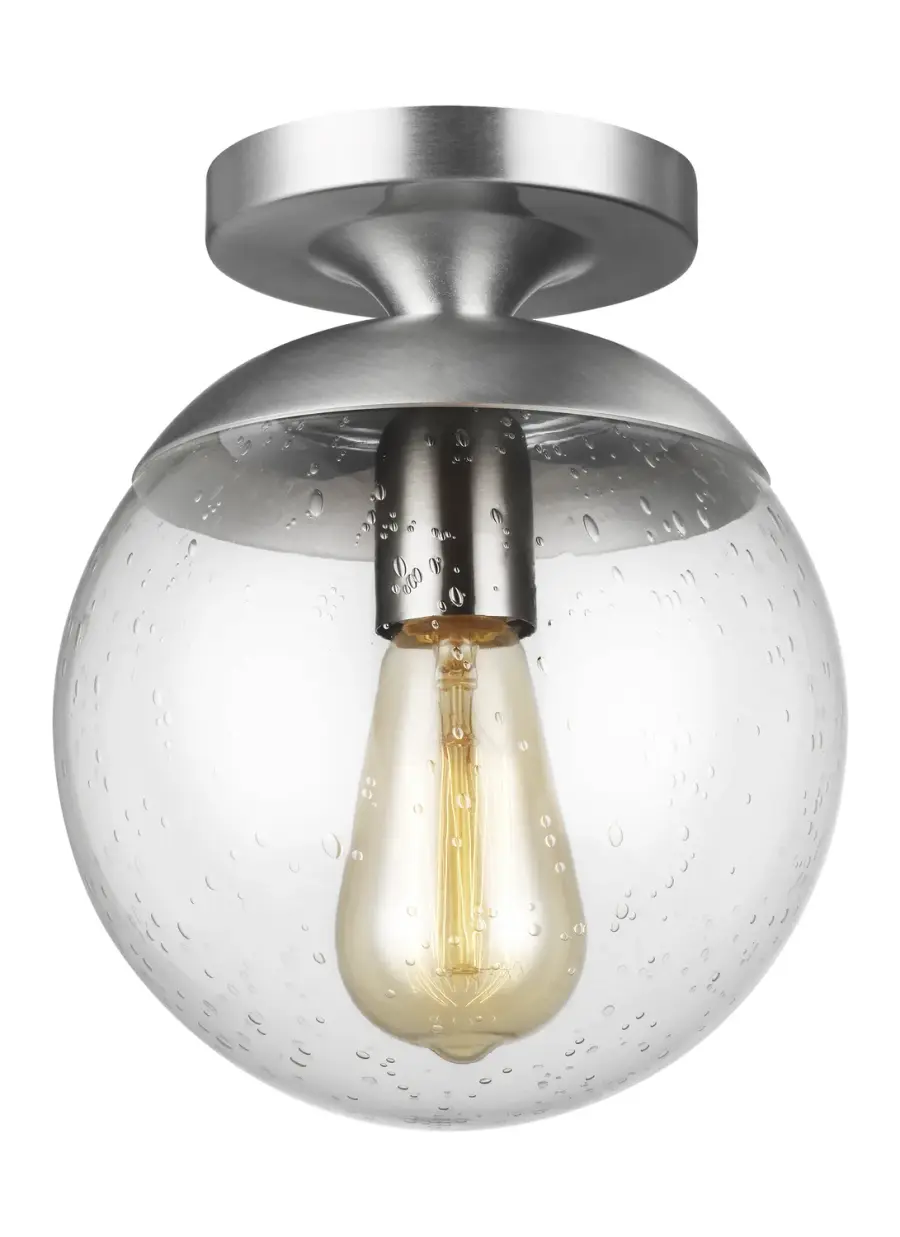 Leo Hanging Globe Semi-Flush Mount in Satin Aluminum