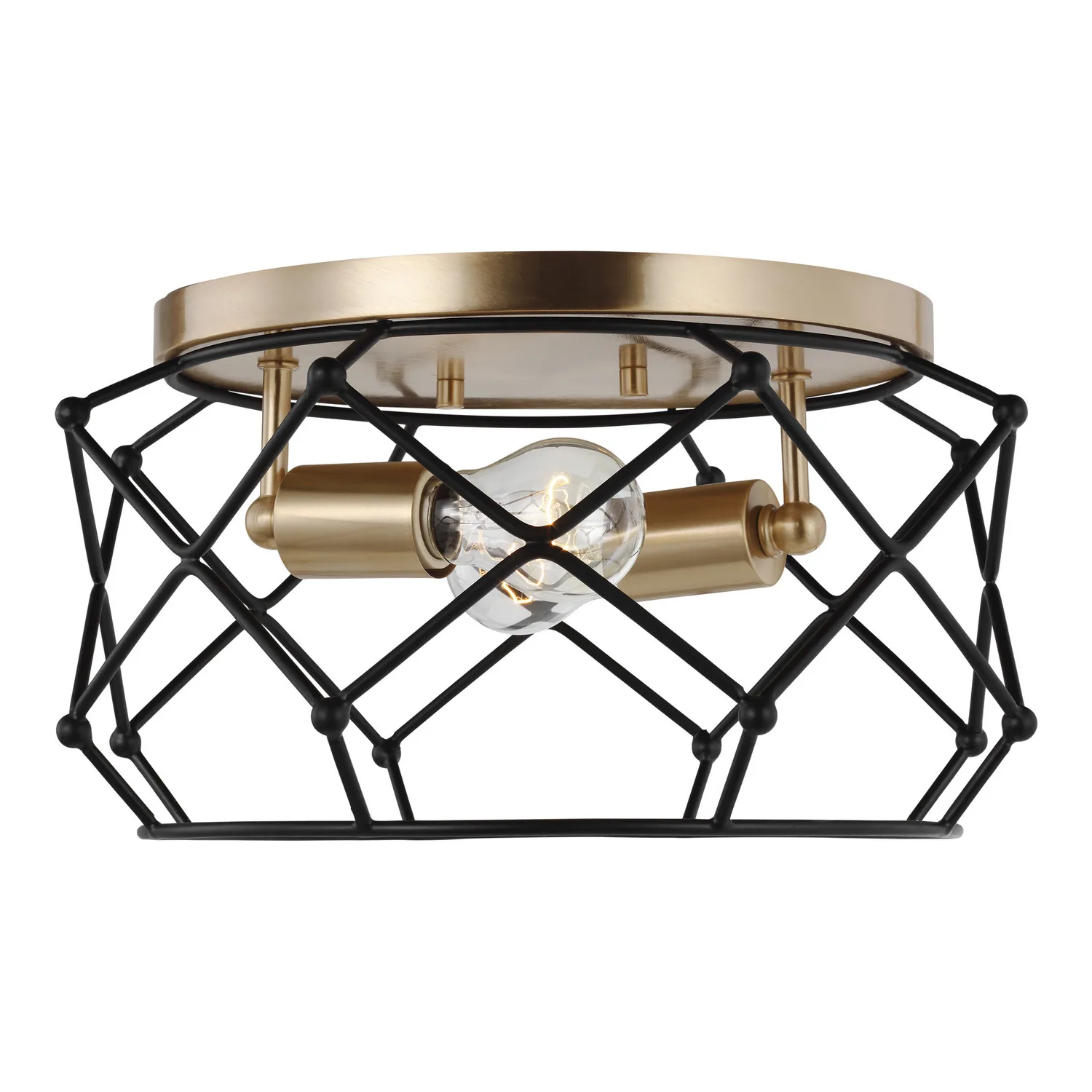 Zarra Two Light Flush Mount in Satin Brass