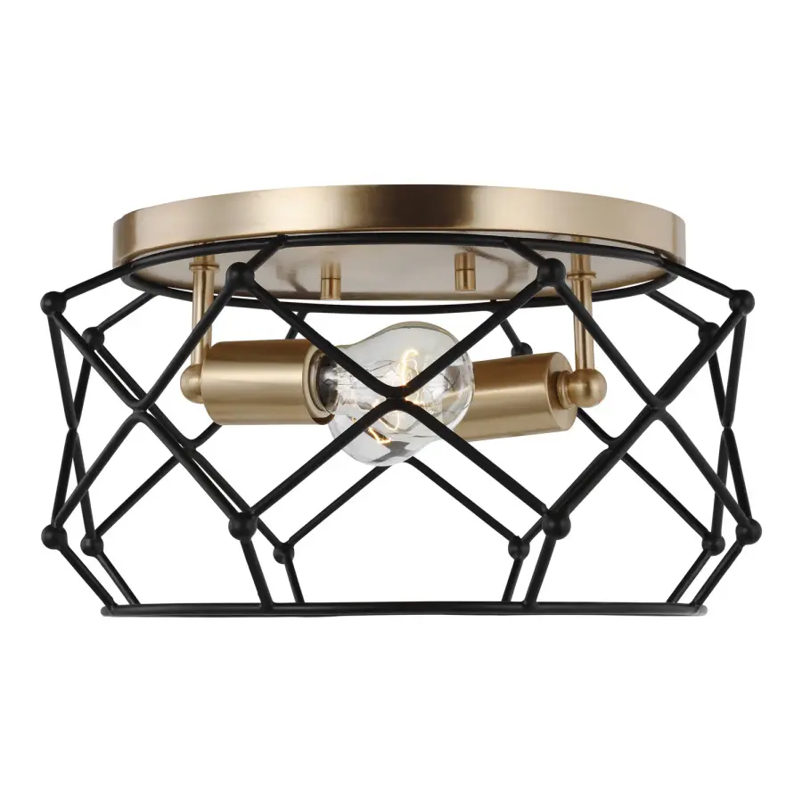 Zarra Two Light Flush Mount in Satin Brass