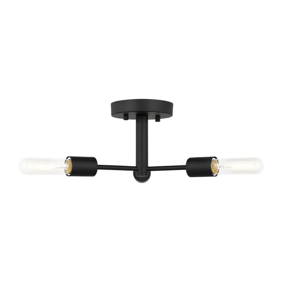Axis Three Light Semi-Flush Mount in Midnight Black