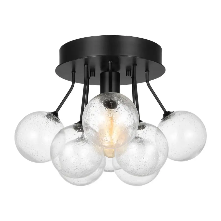 Bronzeville One Light Semi-Flush Mount in Midnight Black