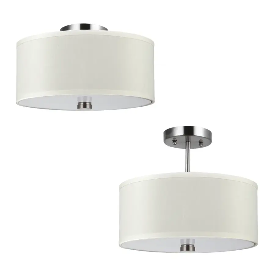 Dayna Shade Two Light Semi-Flush Convertible Pendant in Brushed Nickel