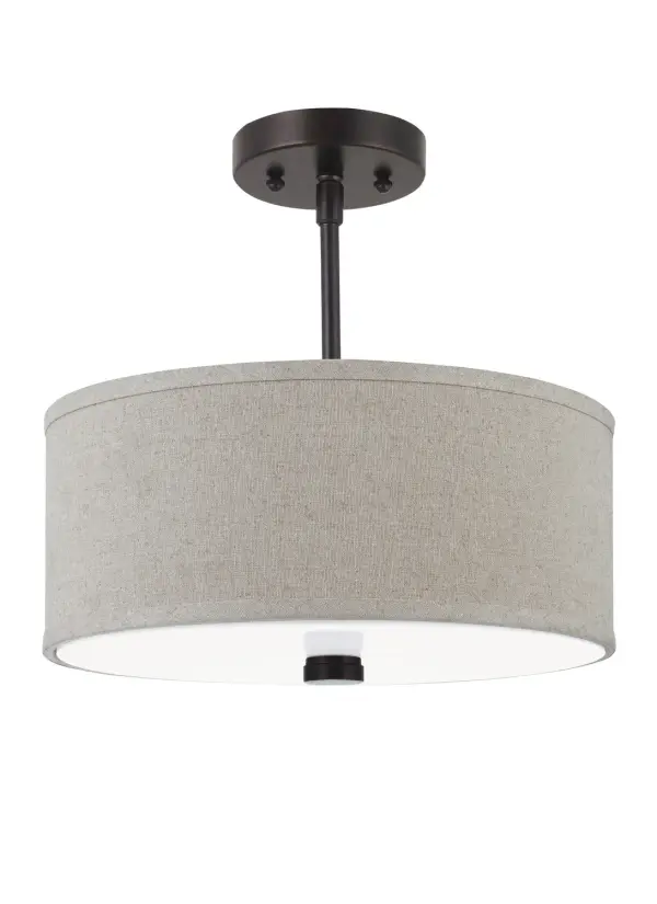 Dayna Shade Two Light Semi-Flush Convertible Pendant in Bronze