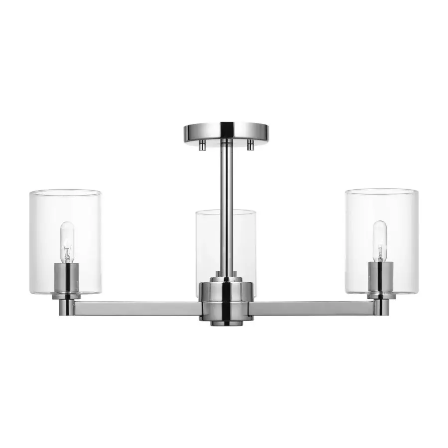 Fullton 3-Light Semi-Flush Mount in Chrome