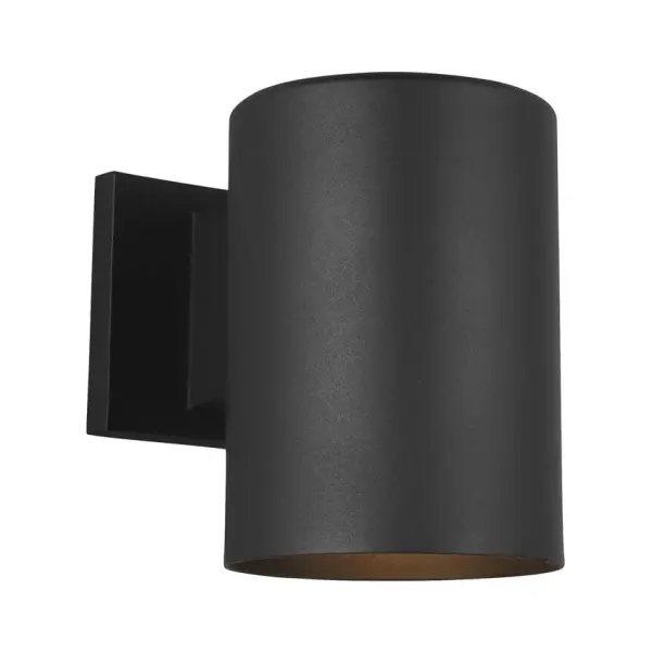 A sleek, energy-efficient outdoor wall lantern featuring integrated LED technology in a minimalist black aluminum cylinder. Wet-rated for all weather conditions with Title 24 compliance for California installations.