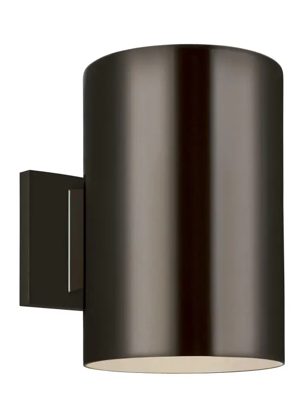 A sleek, energy-efficient outdoor wall lantern that delivers focused illumination in a compact footprint. The cylindrical aluminum design in bronze finish offers wet-rated durability with modern minimalist appeal.